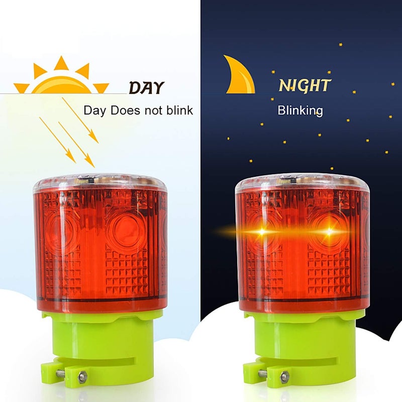 risoon Solar Strobe Warning Light Flashing Lamp: 360 Degree Super Bright LED Wireless Install Automatically Turn On/Off IP65 Waterproof for Construction, Traffic, Dock, Marine, Crane Tower, Factory (Red) - Image 4